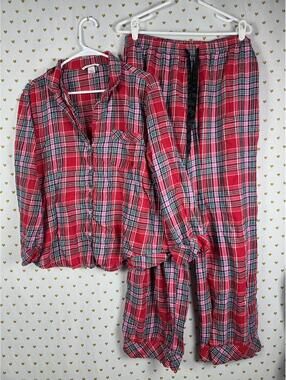Victorias Secret LARGE Plaid Sleep Set Button Down Shirt & Pants